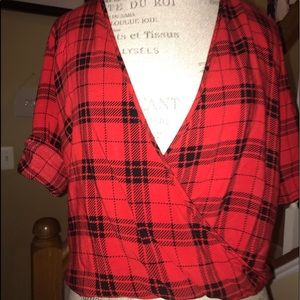Plaid open chest cover shirt